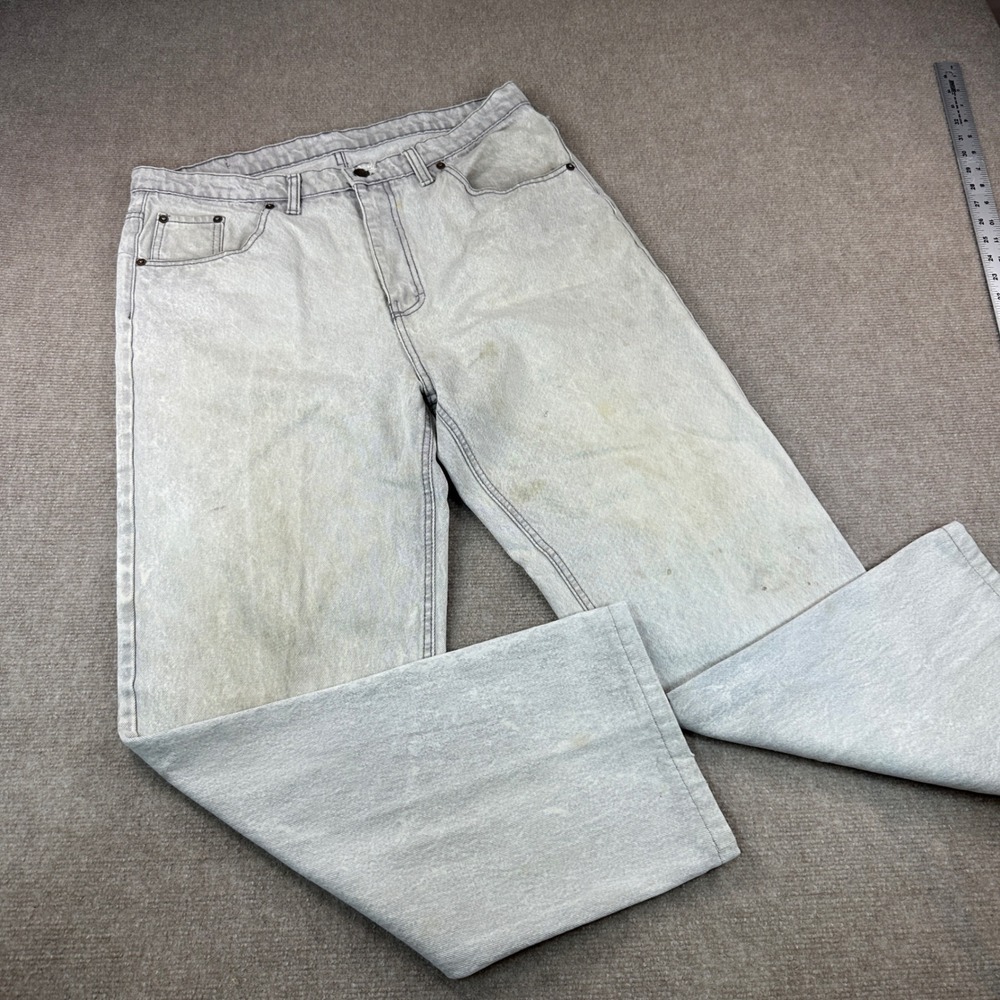 Vintage Levis Acid Wash Grey Jeans Made in USA Straight Leg Denim Pants W35 L30